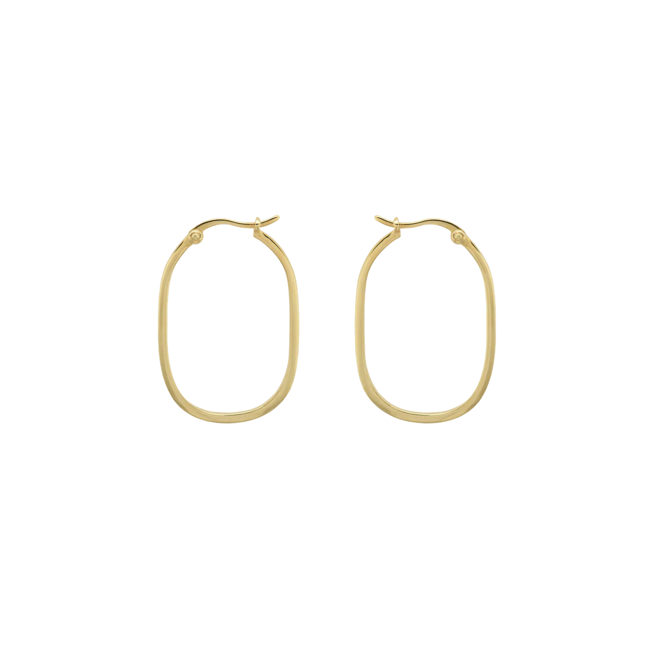 Classic Link Hoop Earrings in shimmering gold, showcasing a timeless geometric shape on a sleek black background, by Anna + Nina.