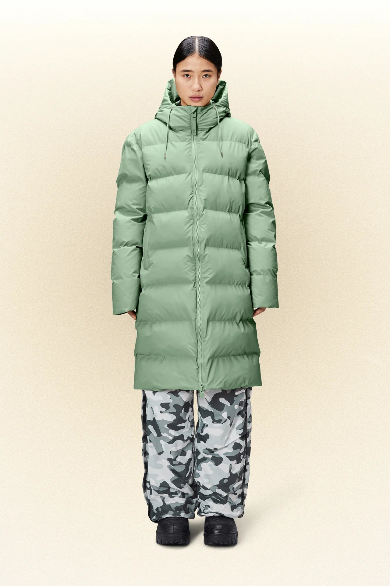 Rains Alta Long Puffer Jacket Ash ALC Edinburgh