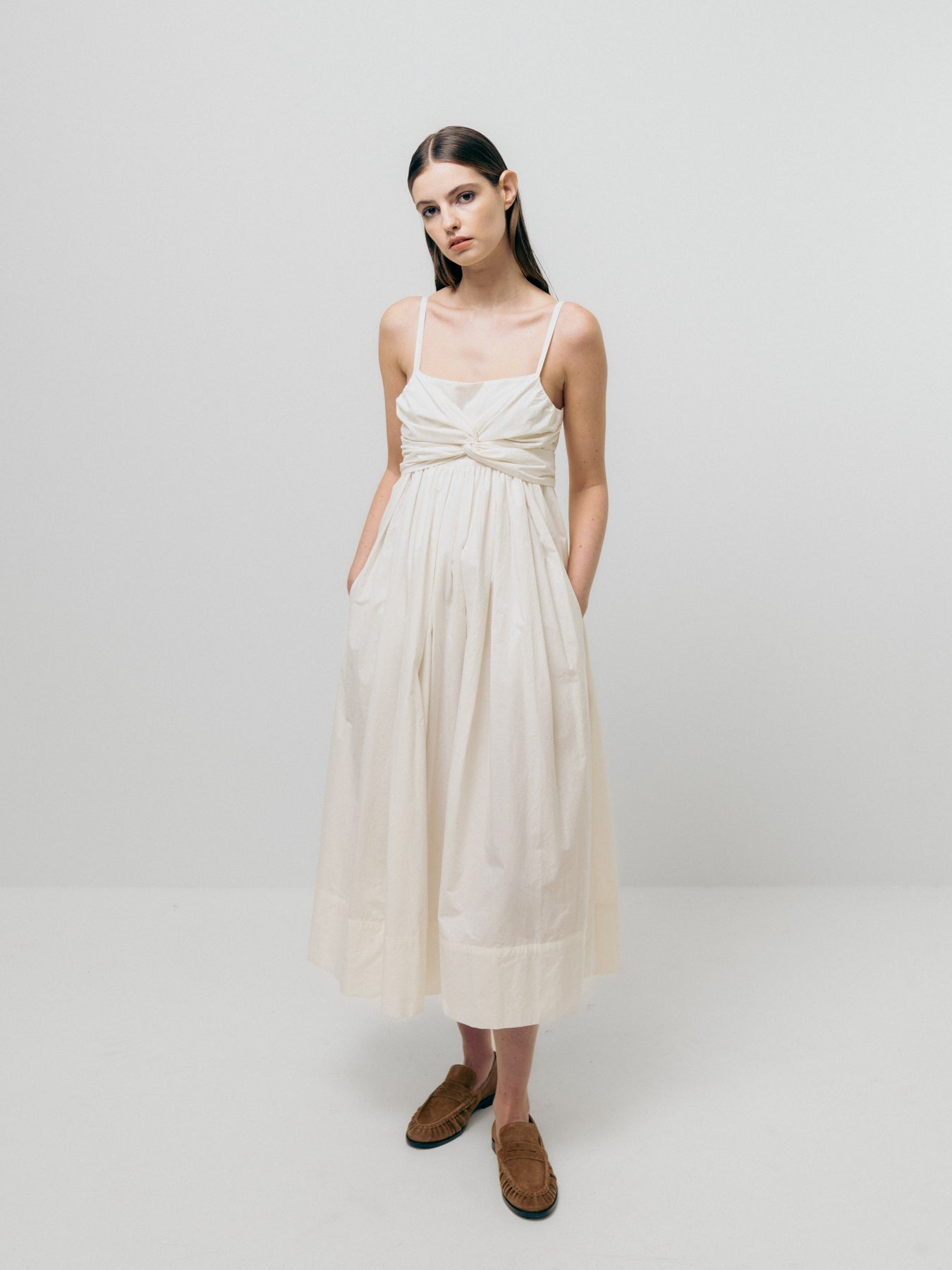 Emin and Paul - Tie Front Dress - White Emin and Paul - Tie Front Dress - White