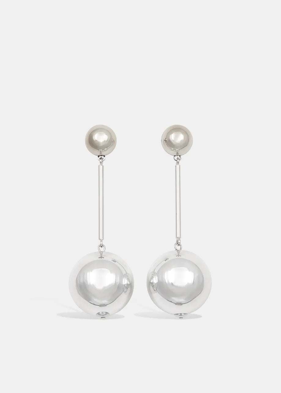 Silver sphere drop earrings