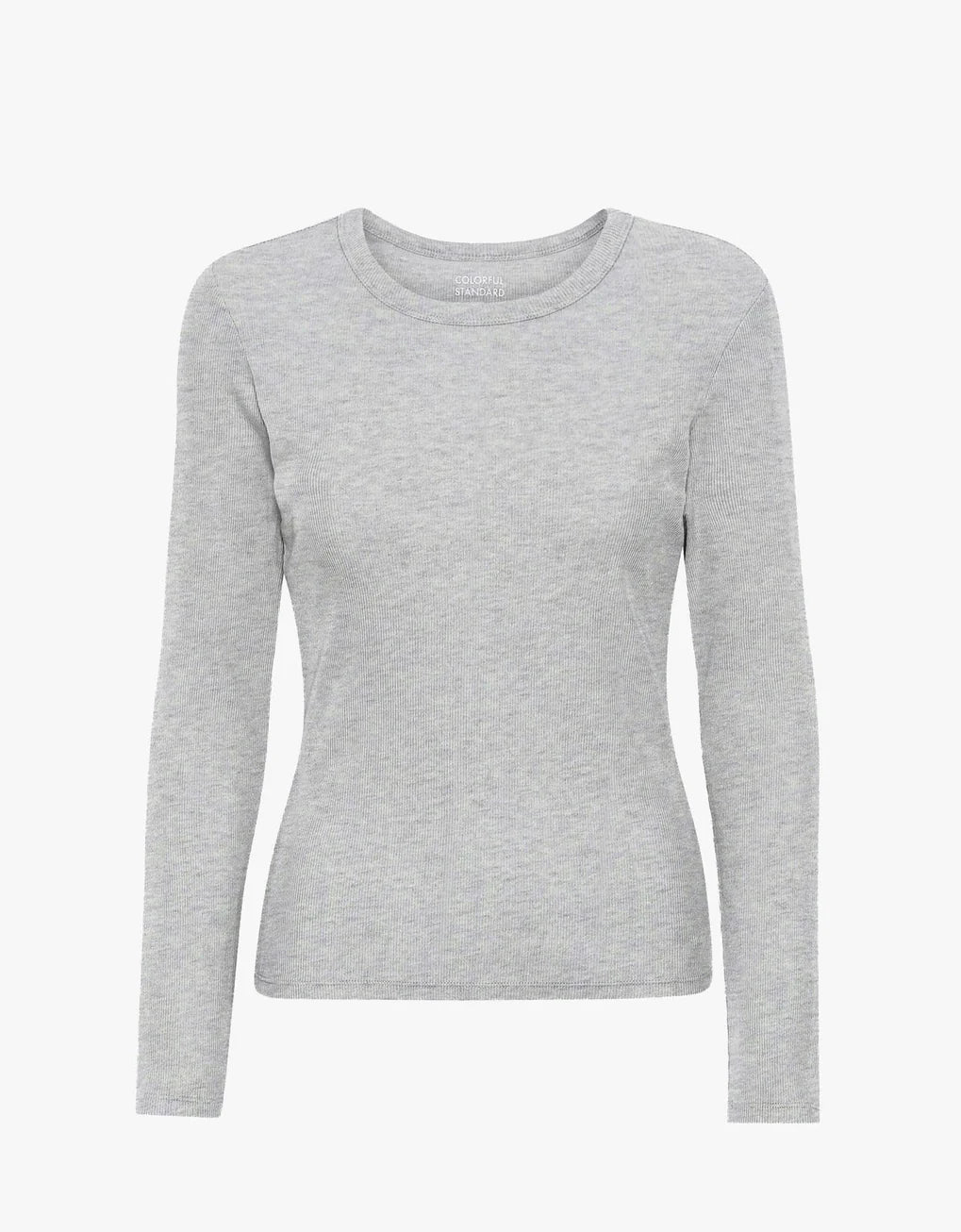 This women's grey long-sleeved sweater is made of Colorful Standard's Organic Rib LS T-Shirt for a comfortable fit.