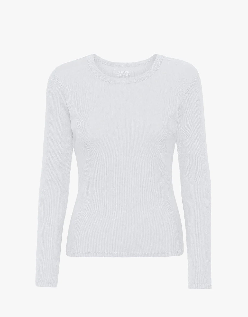A Colorful Standard women's white long-sleeved tee made from organic cotton.