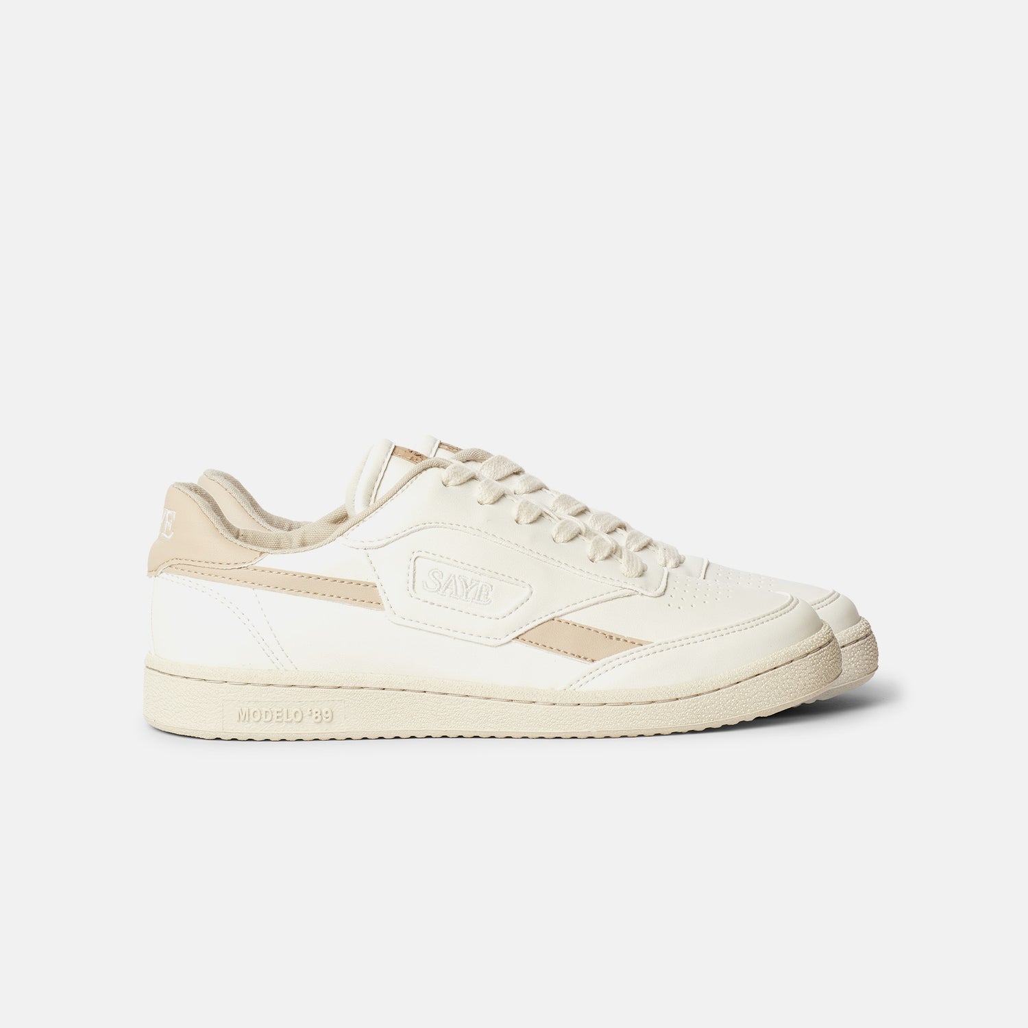 A pair of SAYE Modelo '89 Sneakers - Beige, on a white background.