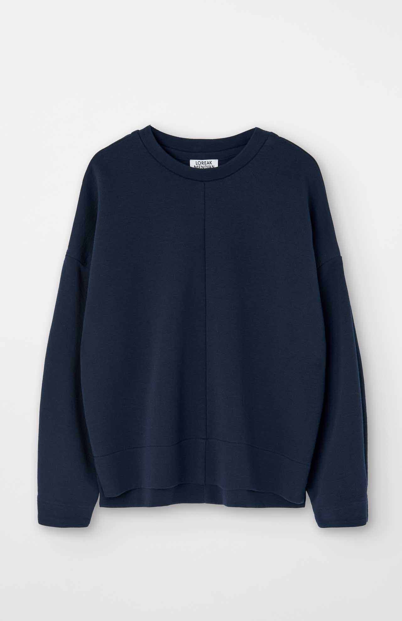 Flat product shot of navy sweater loreak mendian