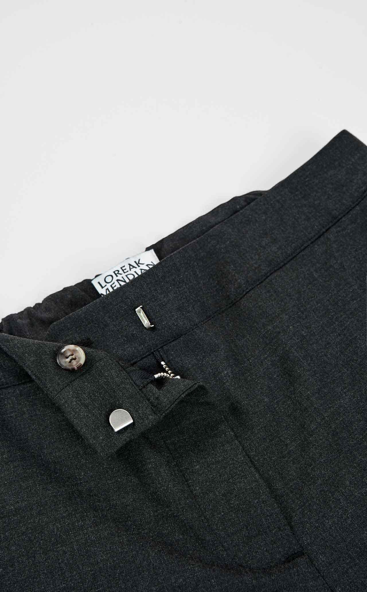 Close up of concealed zip fastening on the Alaiak trousers.