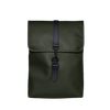 Green waterproof rucksack by Rains - Studio set up white backgorund 