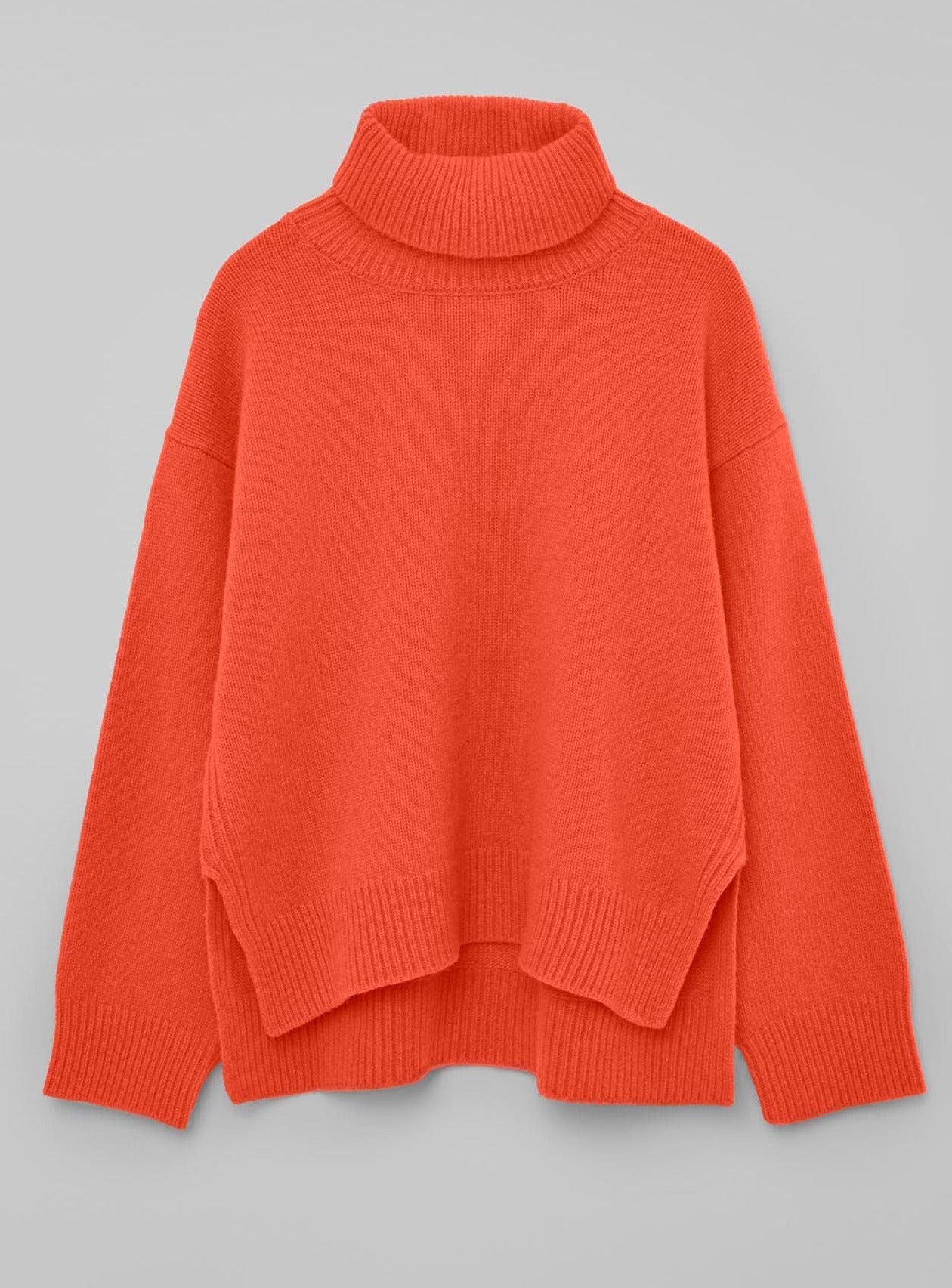 flat product image bright orange wool knitted sweater isla loreak mendian