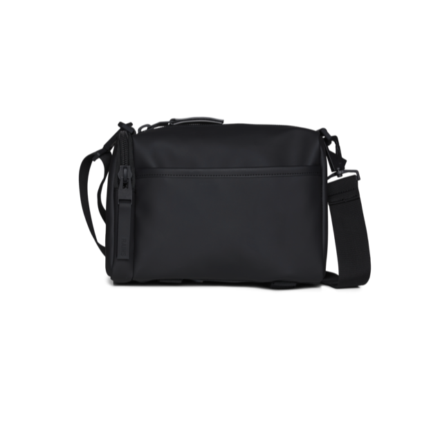 Rains texel crossbody bag blackMatte Black crossbody bag with side strap for suitcase carry