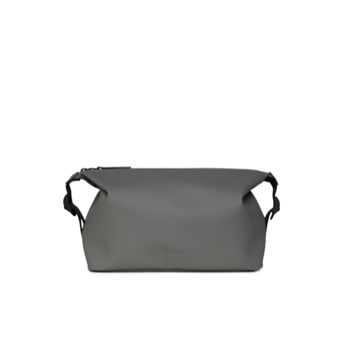 Large matte grey washbag with adjustable side straps 