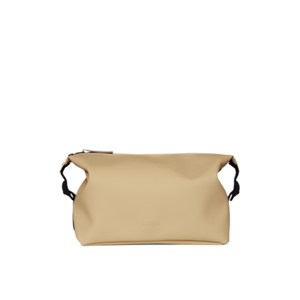 Large matte sand coloured washbag with adjustable side straps 