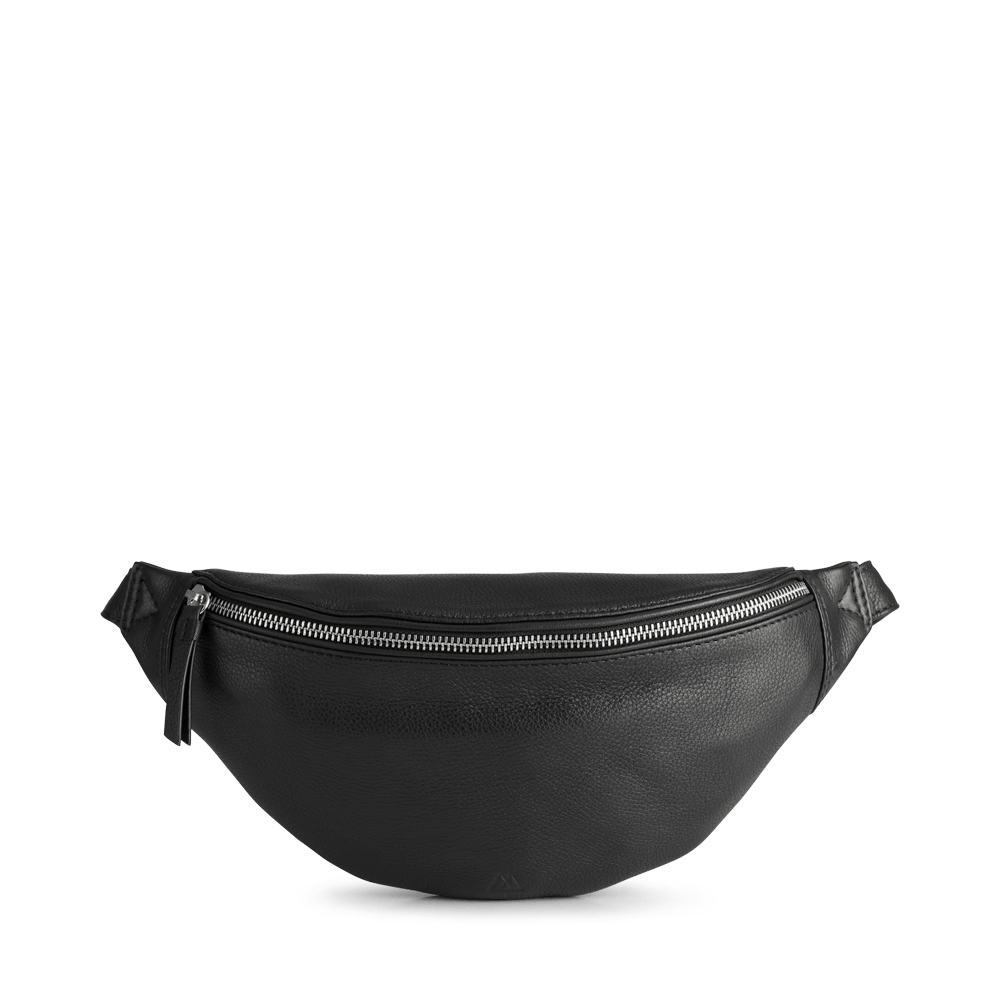 The MaldiviaMBG Bum Bag - Black by Markberg on a white background.