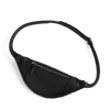 back of black crossbody leather bum bag with strap