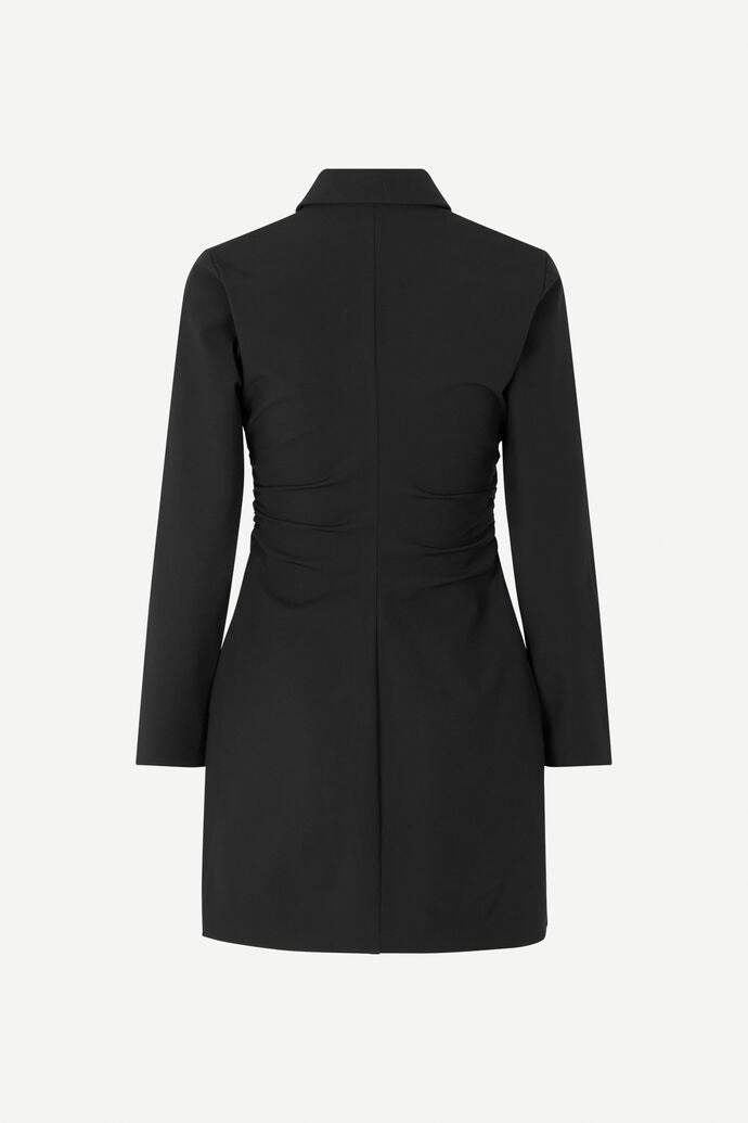 The back view of a Jolina Dress - Black blazer, featuring stretch fabric by Samsøe Samsøe.