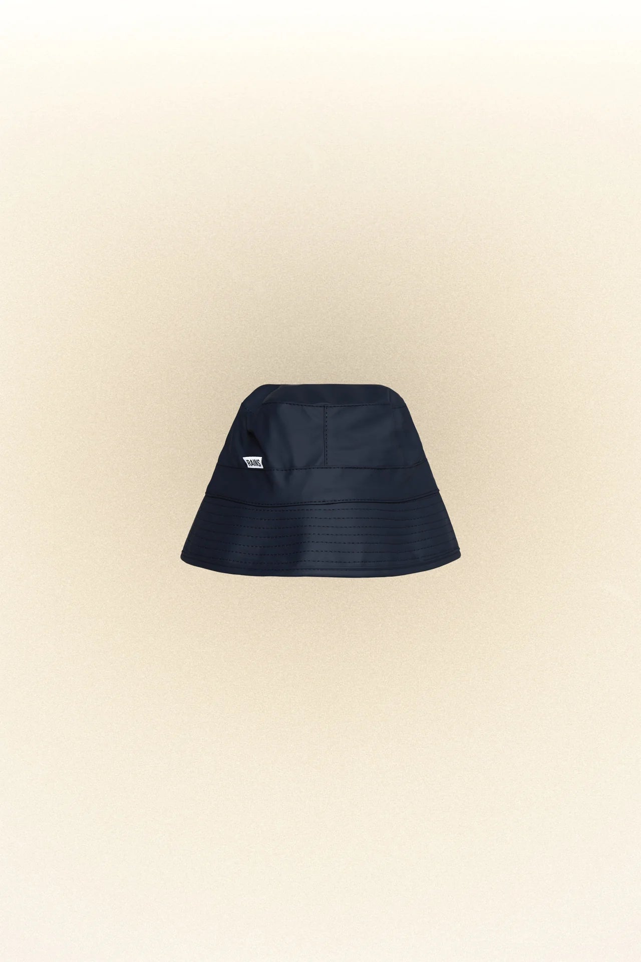 A waterproof Rains bucket hat with a polyurethane coating on a white background.
