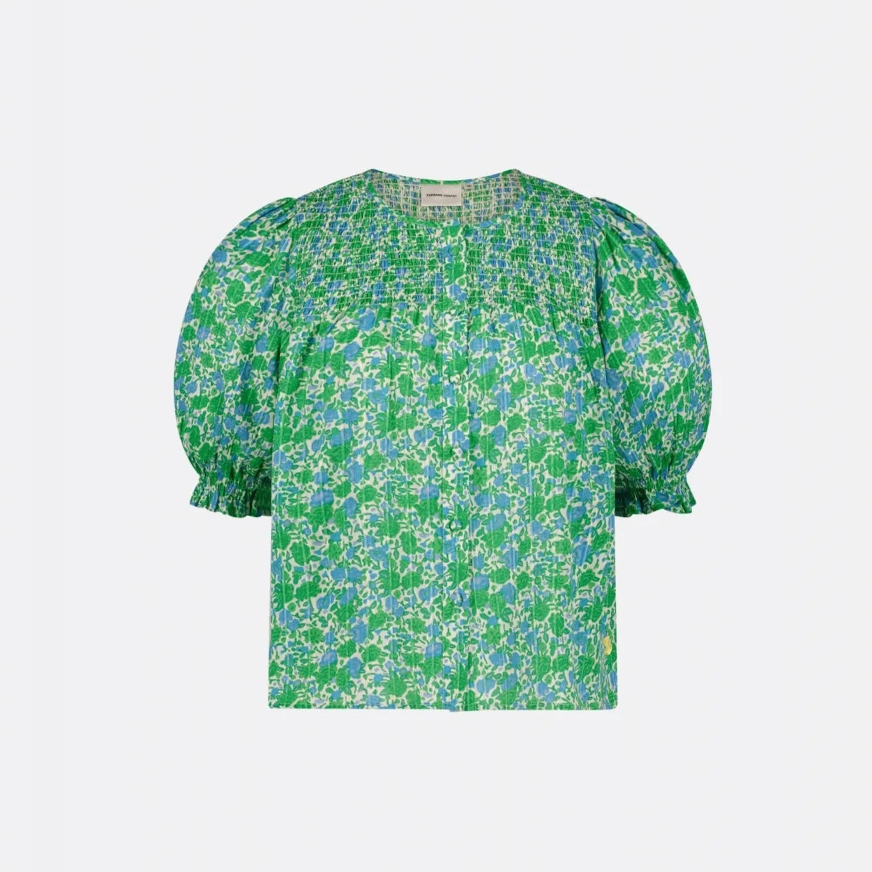 June Short Sleeve Organic Top - Green Clueless by Fabienne Chapot displayed on a white background.