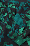 close up of the cuff on the green floral resa blouse