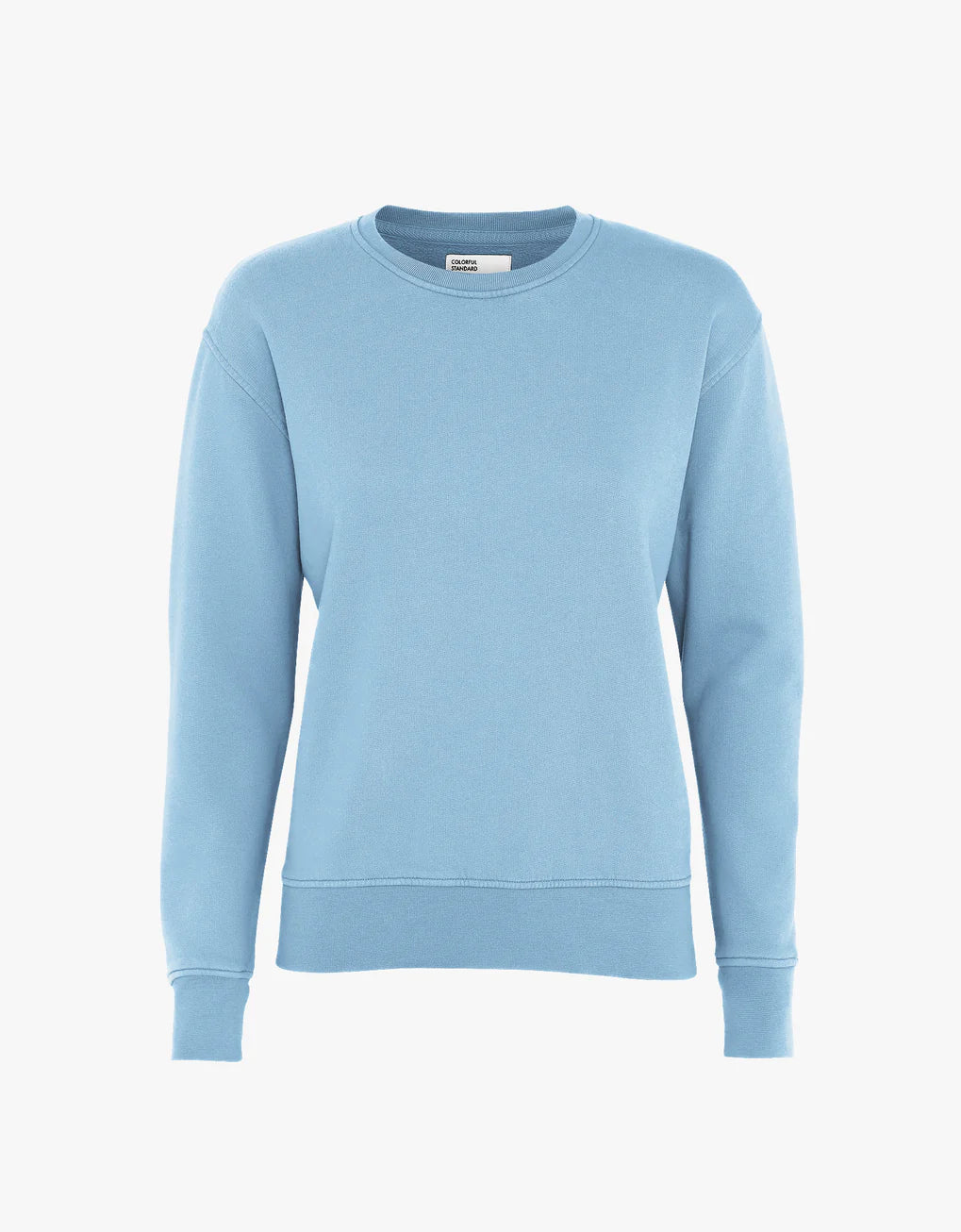 A women's Classic Organic Crew sweatshirt made from organic cotton, machine washable, on a white background by Colorful Standard.