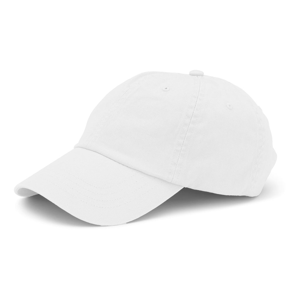 White cotton baseball cap by Colorful Standard against a white backdrop 