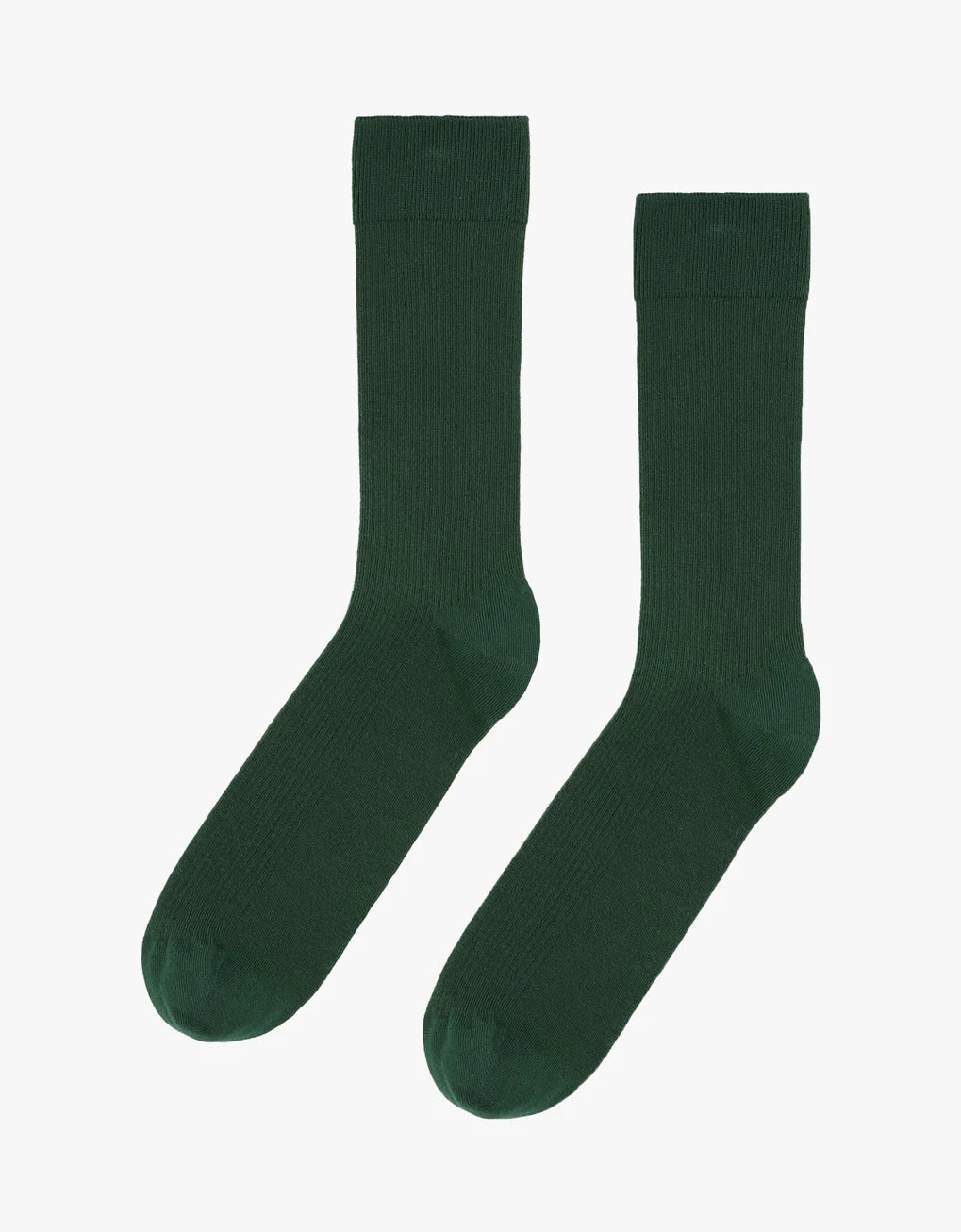 A pair of Colorful Standard Classic Organic Socks on a white background, seamless and breathable.