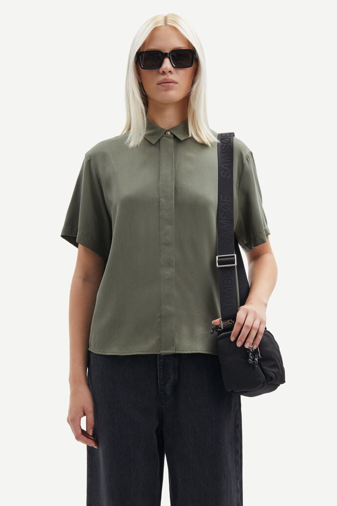 Olive green short sleeved shirt