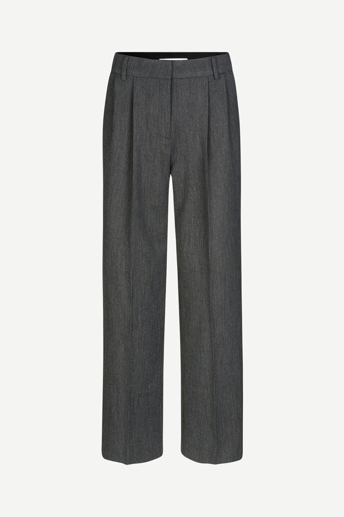 A pair of Samsøe Samsøe Haveny Trousers - Dark Grey Melange.