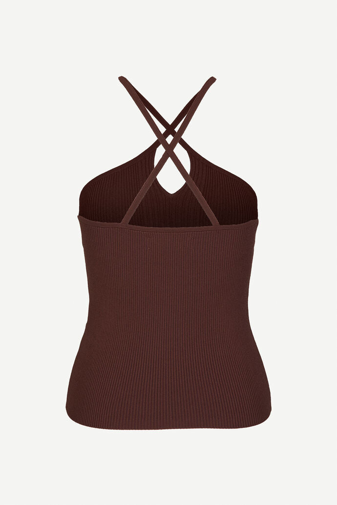 Brown camisole with halterneck straps