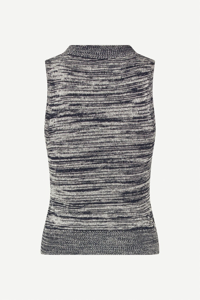 The back view of a Salya Tank Top - Salute Mel with a rib-knitted collar on a white background. (Brand: Samsøe Samsøe)