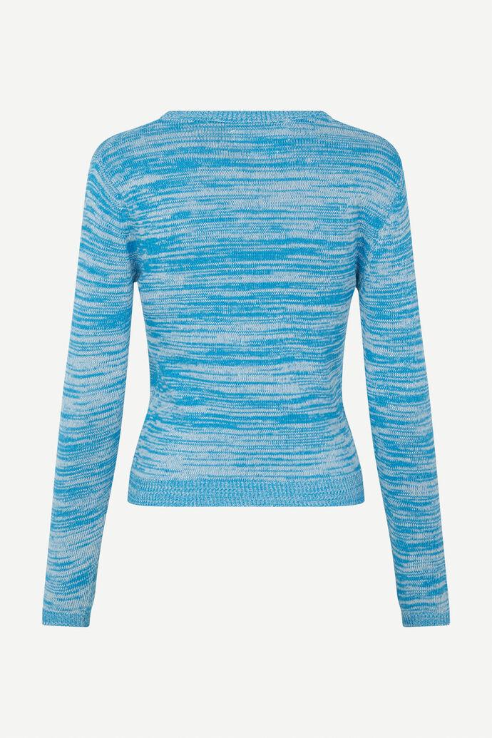 Blue tie-dye print sweater with cut outs in front