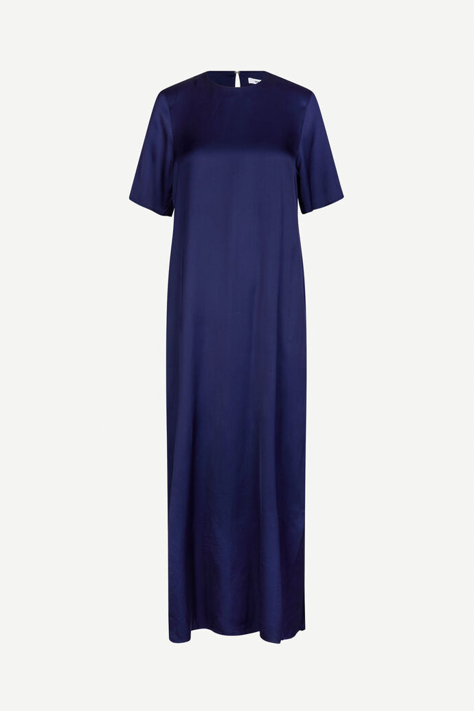 Navy short sleeved maxi dress