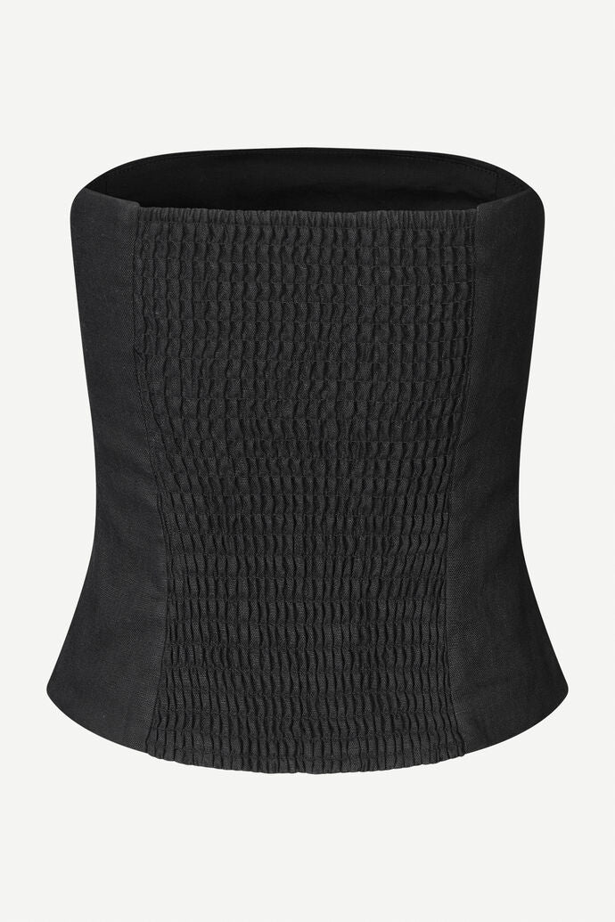 Black bandeau style top in linen  - back