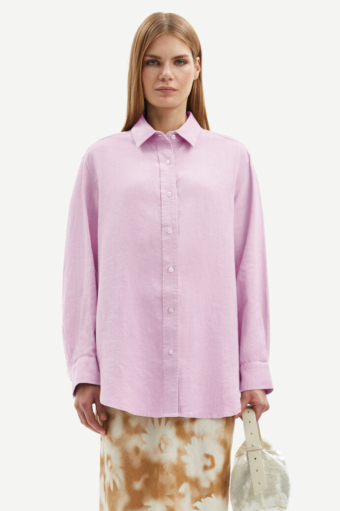 lilac button up shirt