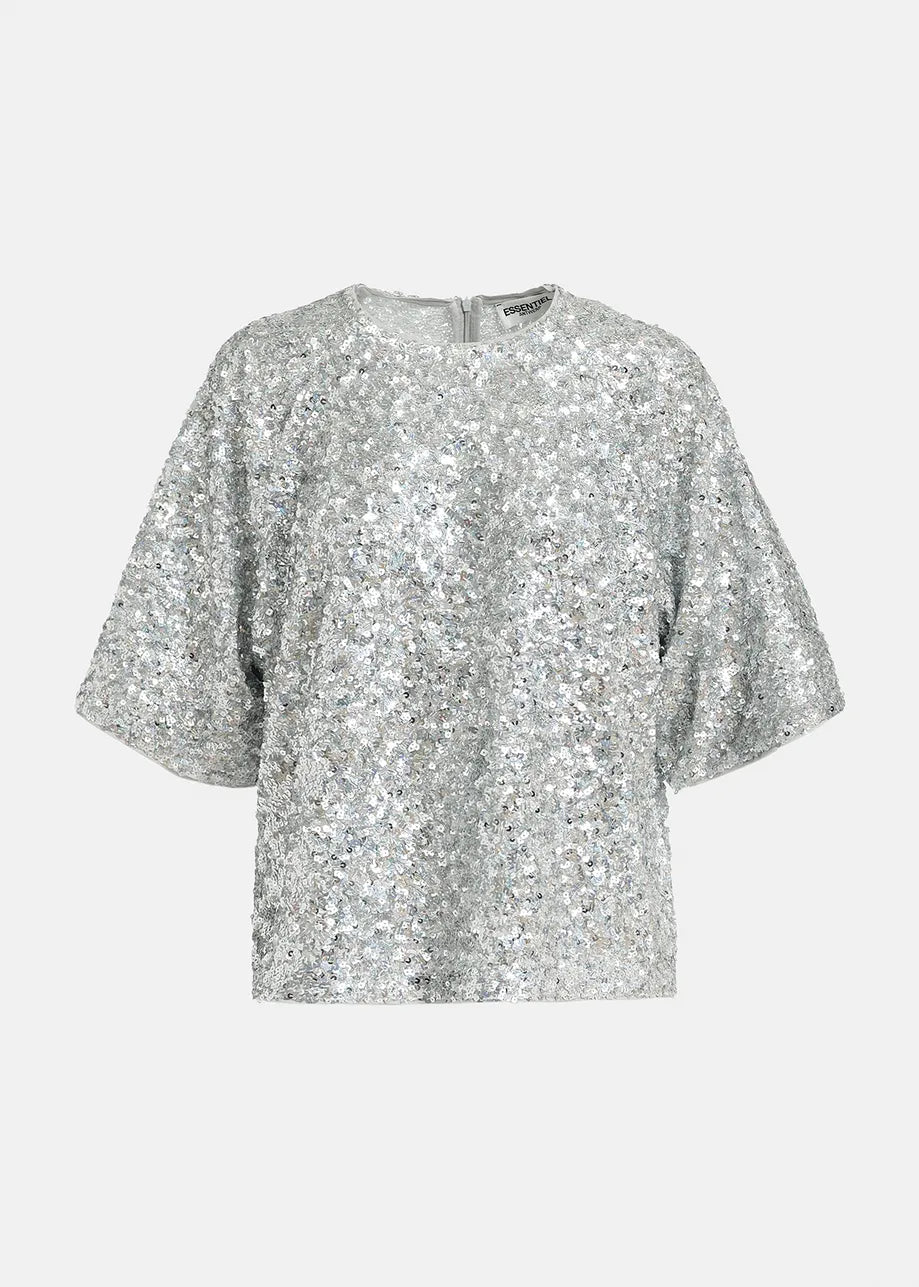 Boxy silver sequined t-shirt 