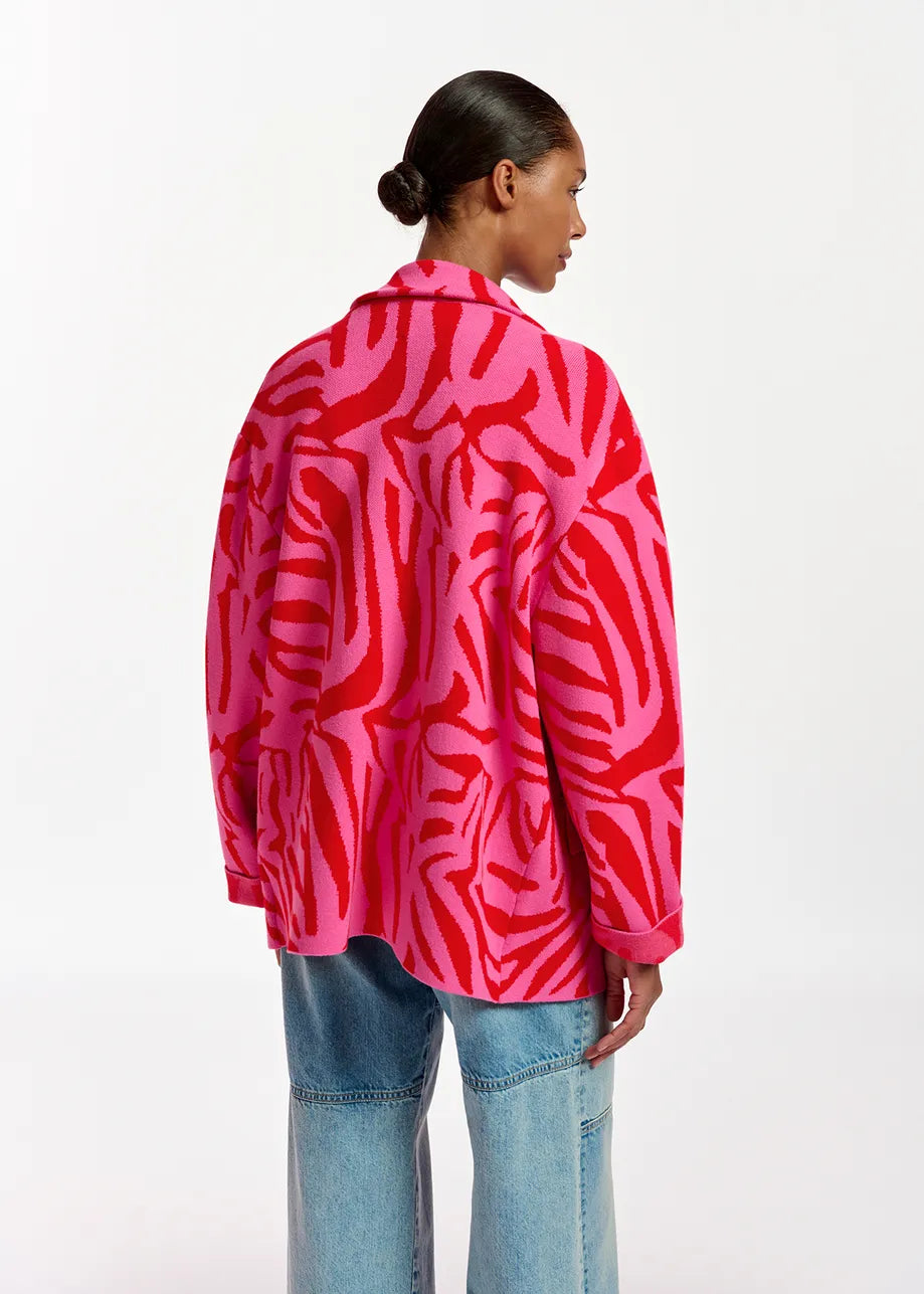 Pink and red zebra print blazer jacket