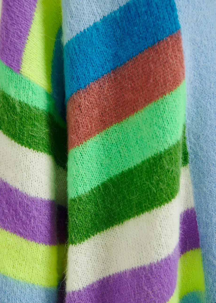 Multi coloured long striped cardigan