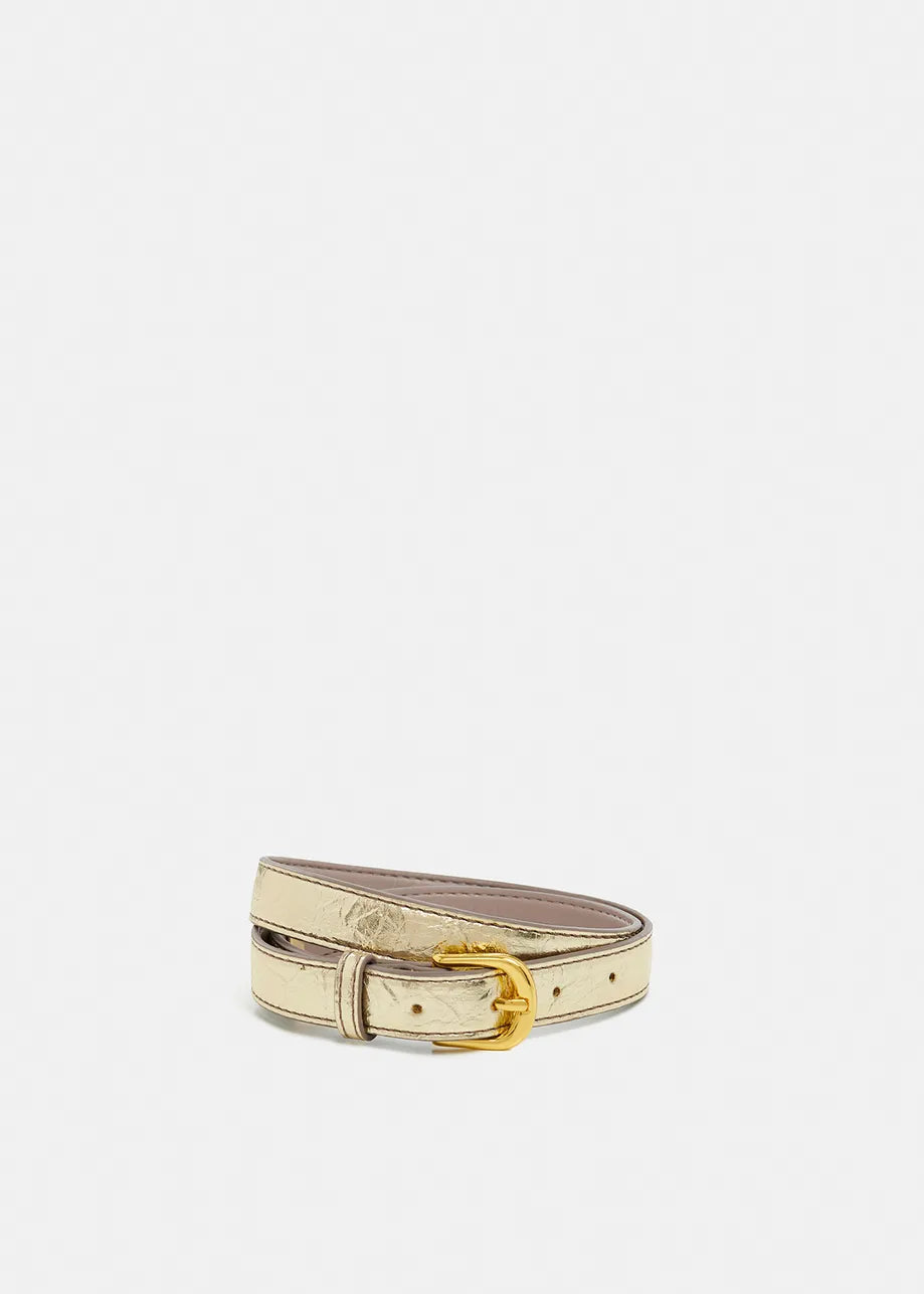 Gold faux leather belt