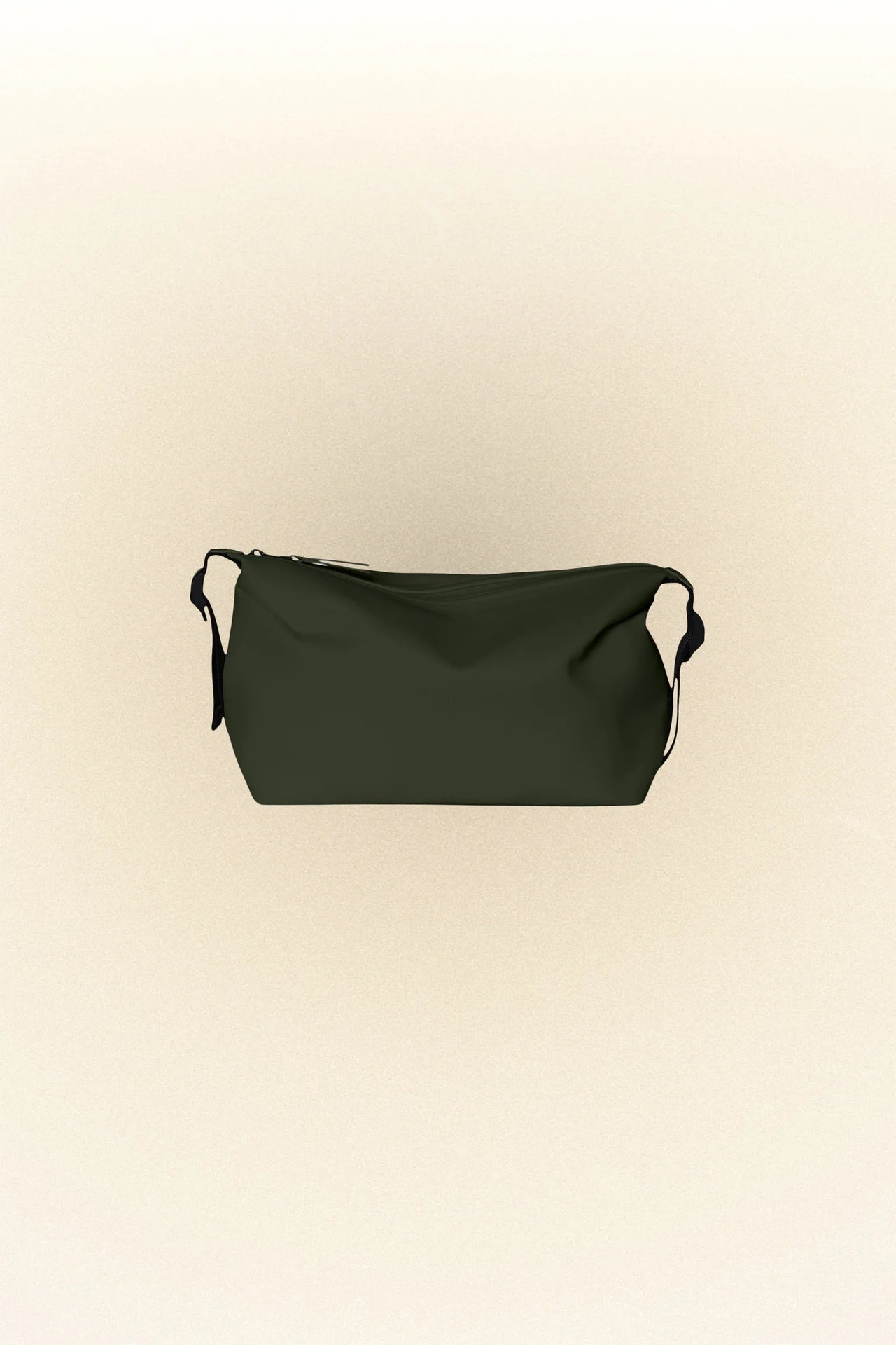 The Rains Hilo Wash Bag, a small black bag with a waterproof design, stands out against a clean white background.