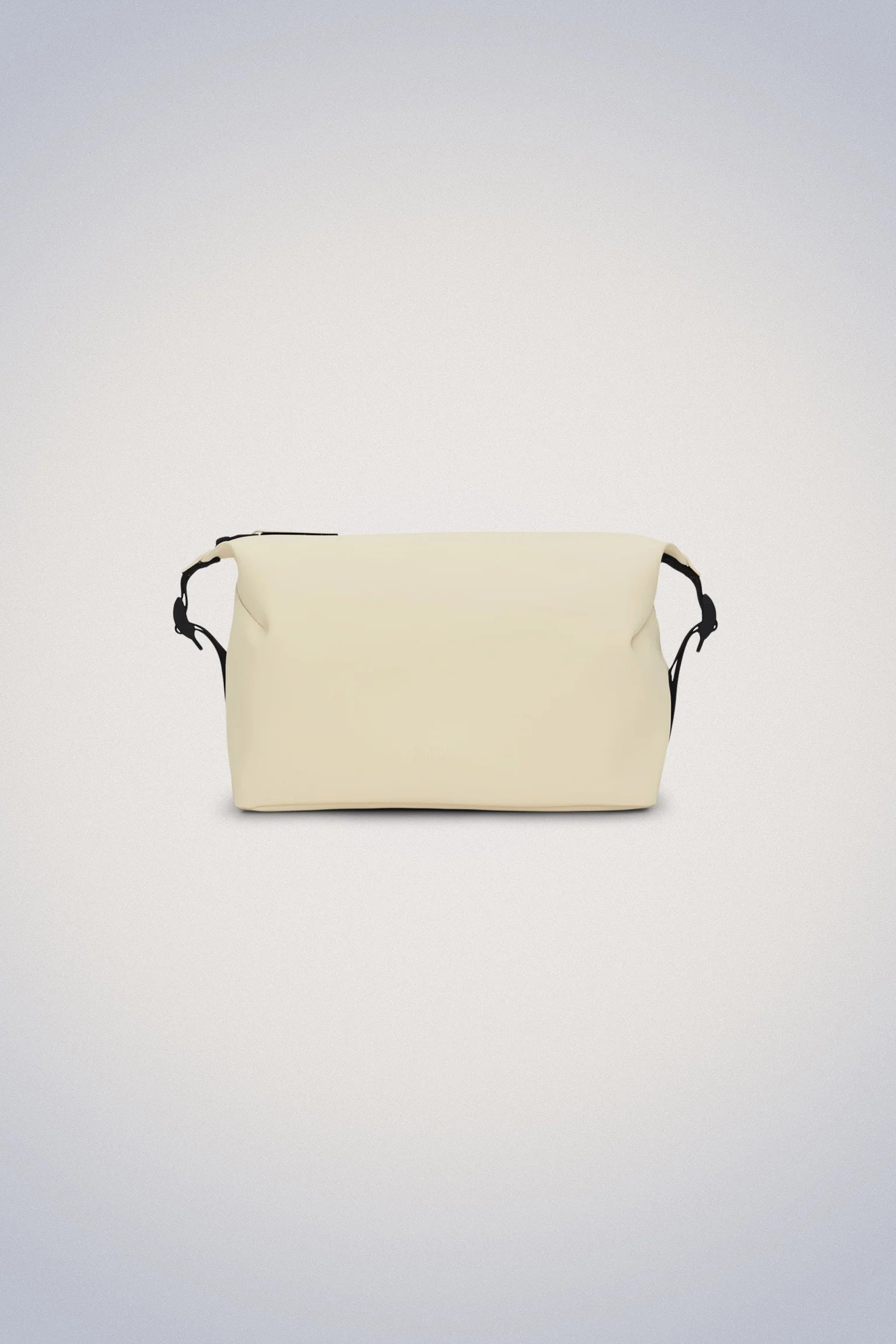 A minimalist Hilo Wash Bag - Dune by Rains with a waterproof design on a white background.