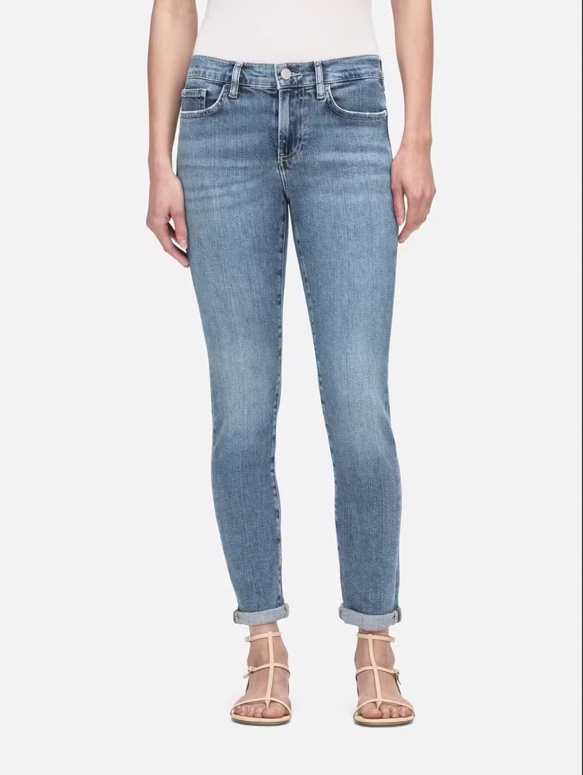 Frame Le Jane Crop Jeans with Raw Fray Hem in Caramia