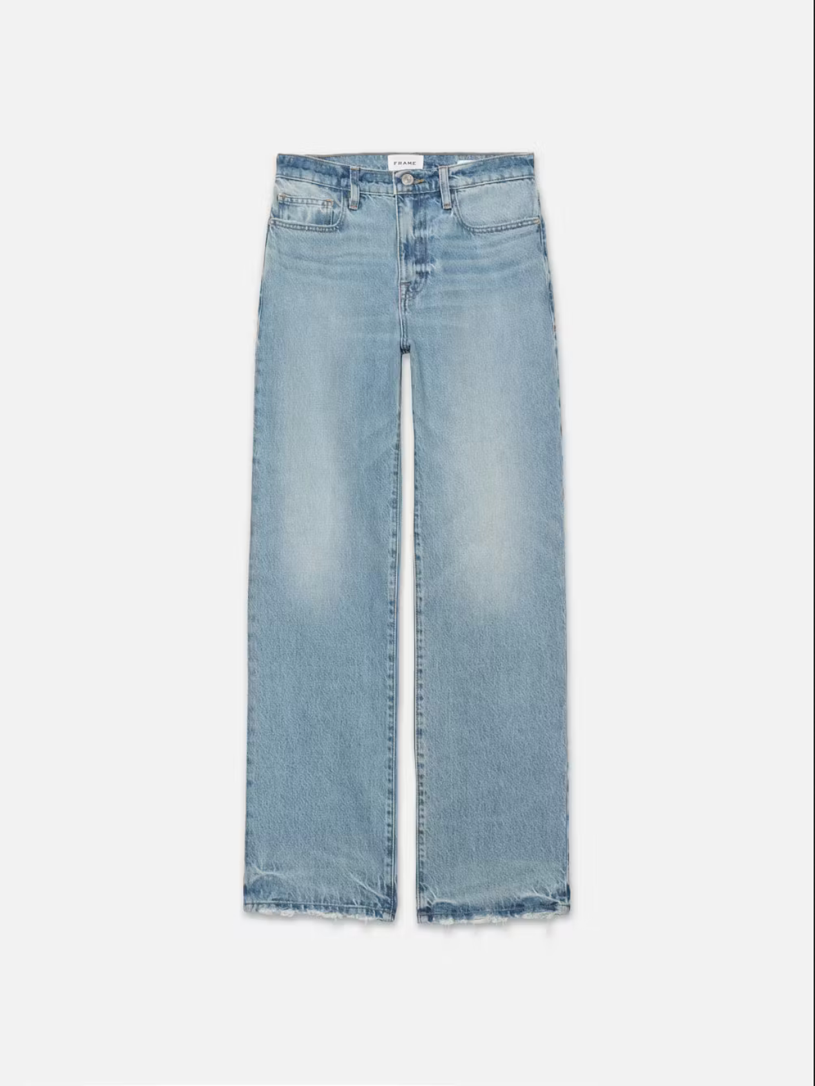 High waist straight leg jeans in light blue wash