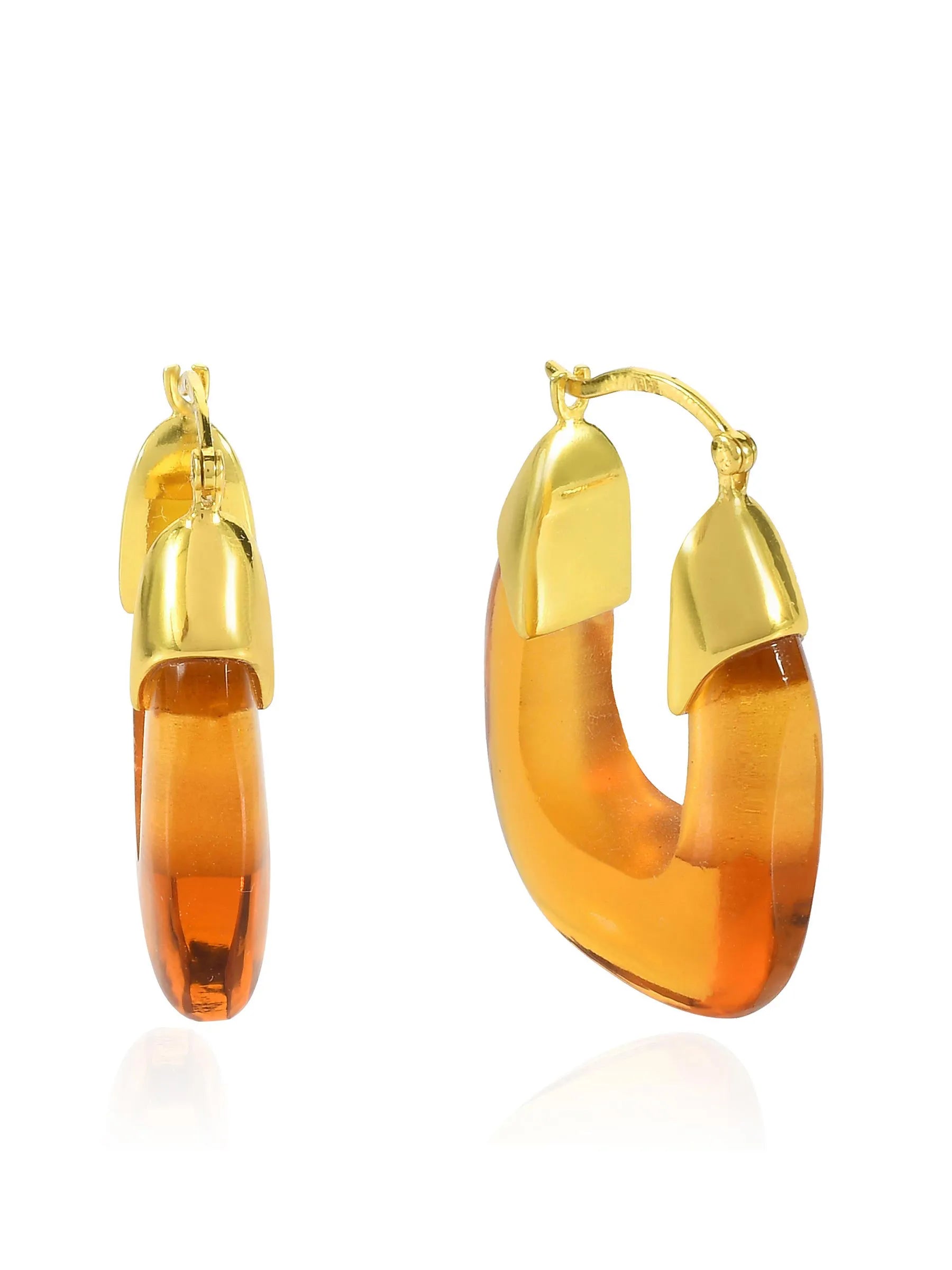 A pair of Shyla Rafelli earrings - gold with citrine glass.