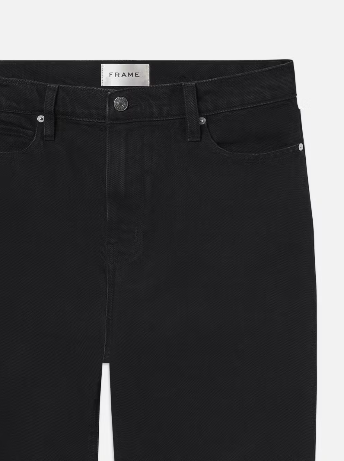 Le Jane Crop Raw Fray - Black jeans from Frame, crafted in sustainable rigid denim, feature five pockets, a button closure, and a zip fly.