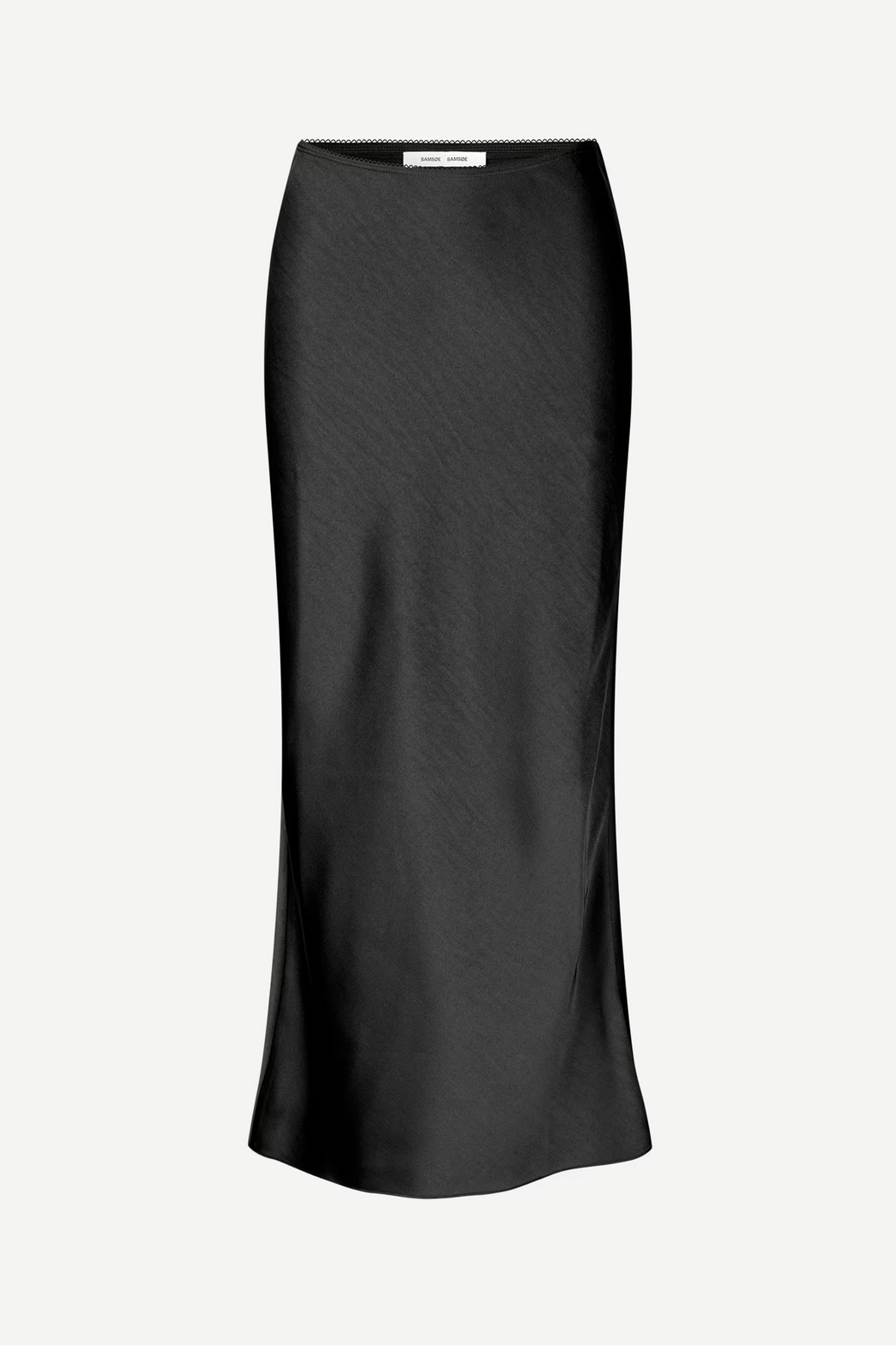 a product shot of a black maxi skirt samsoe samsoe