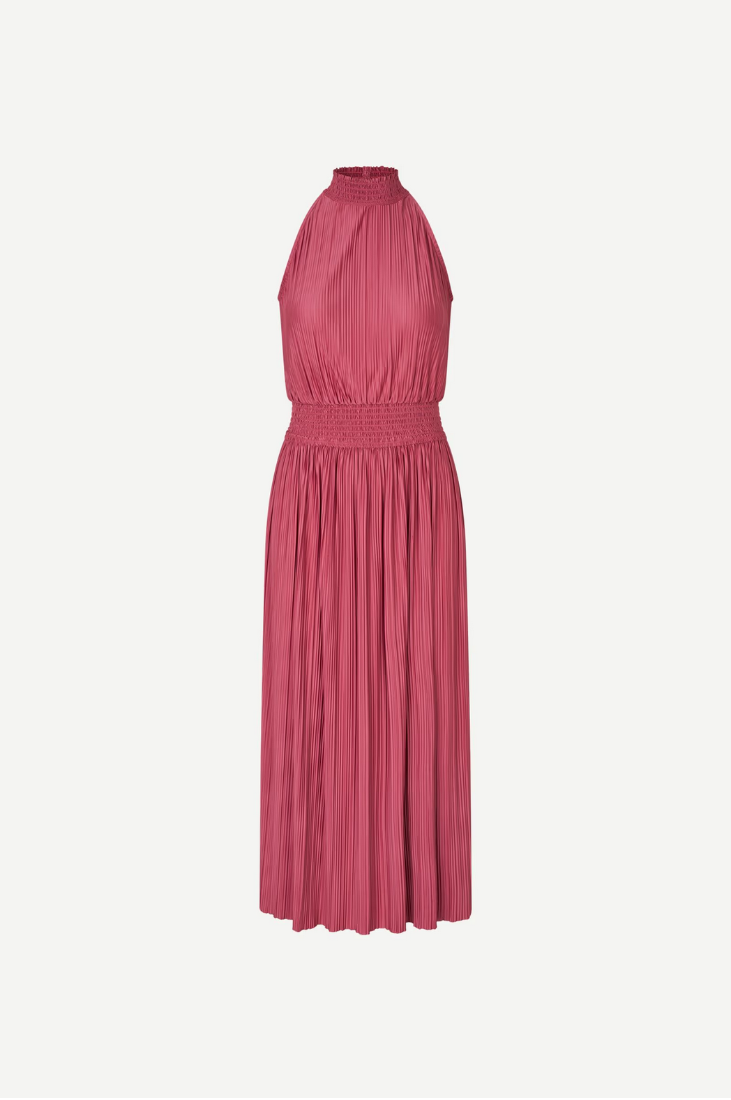 ghost image of rose wine pink pleated dress by samsoe samsoe on a white background