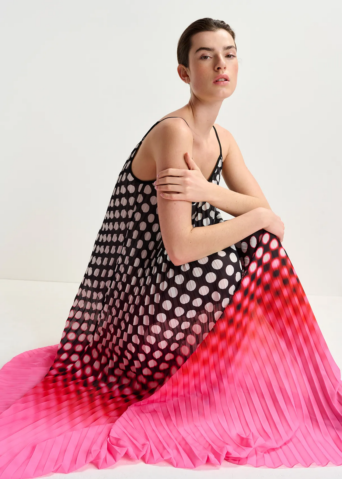 essentiel antwerp pink polka dot dress Essential Antwerp pink polka dot midi dress-