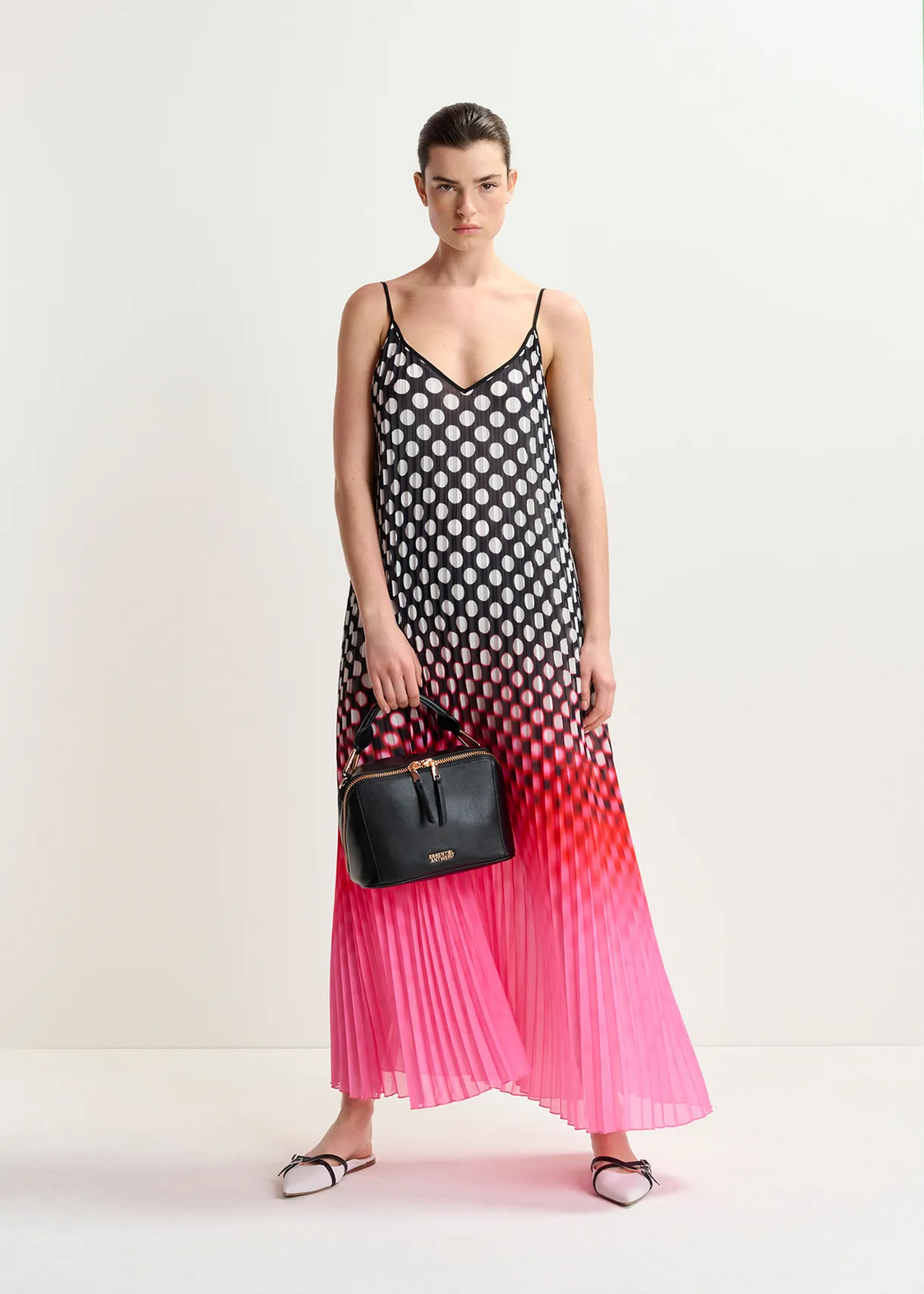 essentiel antwerp pink polka dot dress Essential Antwerp bright pink polka dot dress