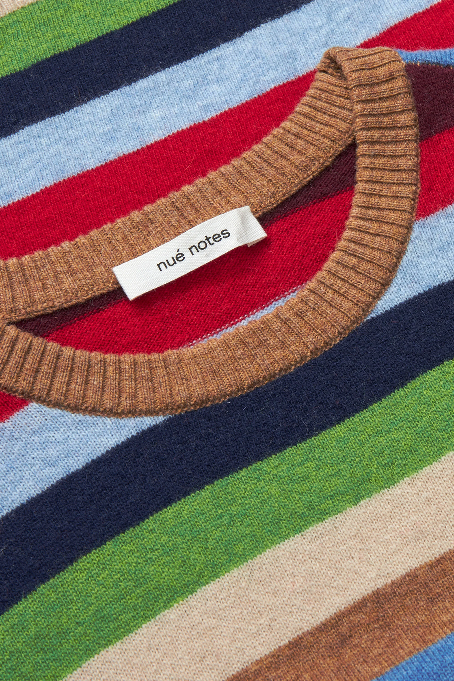 red, blue, green and neutral stripe wool t-shirt by nue notes