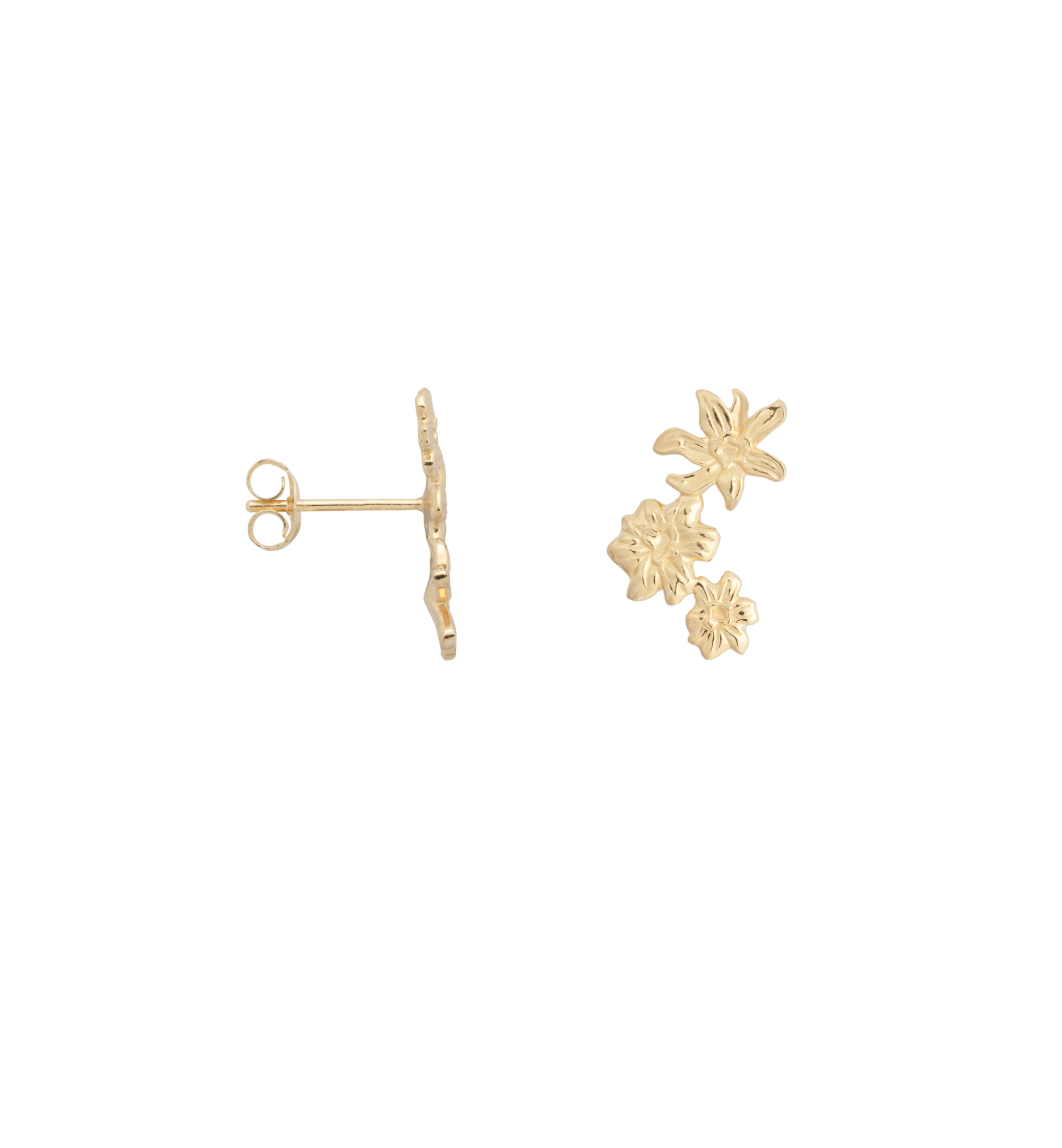 gold floral stud earring