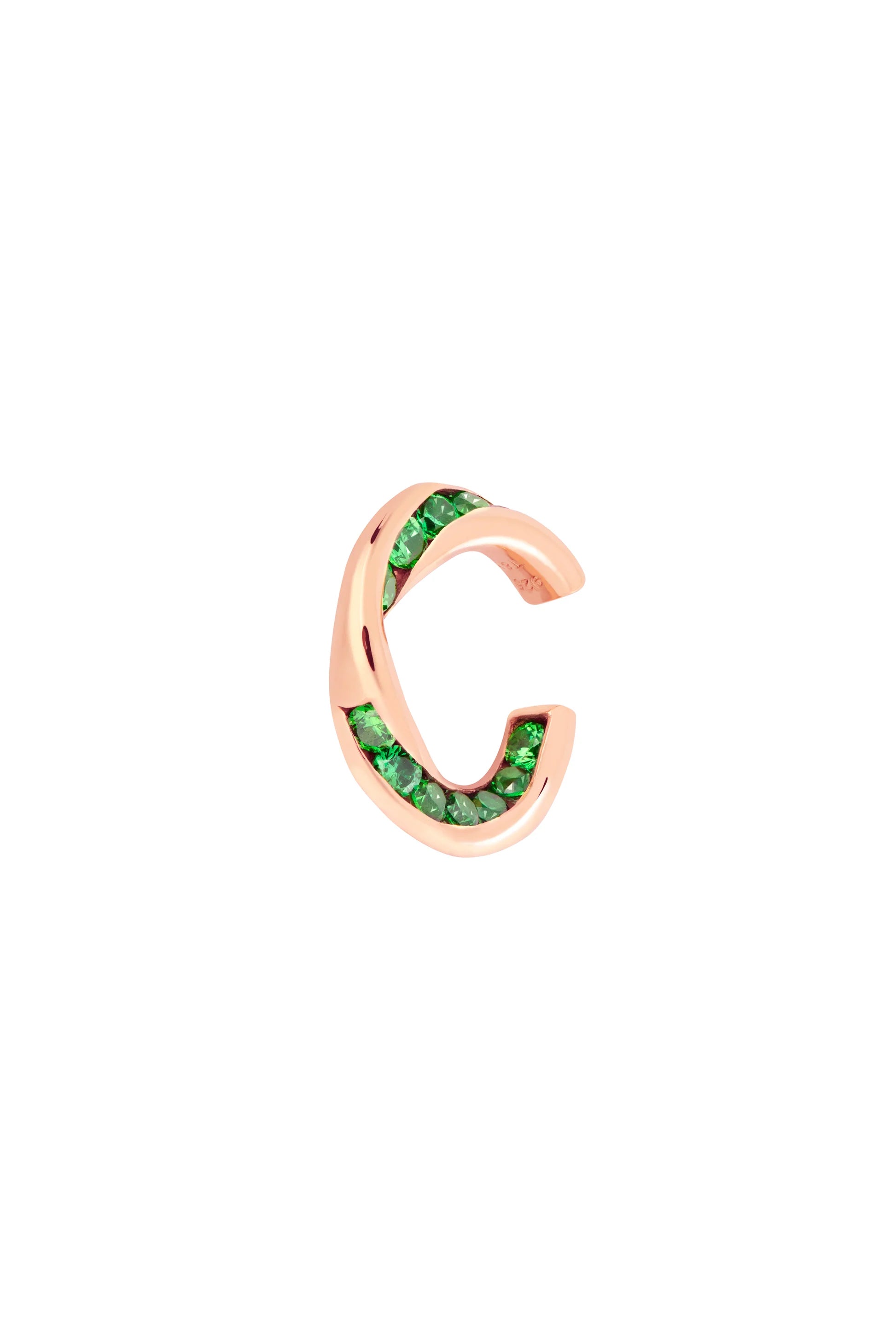 A glittering Treasure Cuff - Rose Gold with emeralds, featuring 18ct gold-plated vermeil from Tada & Toy.