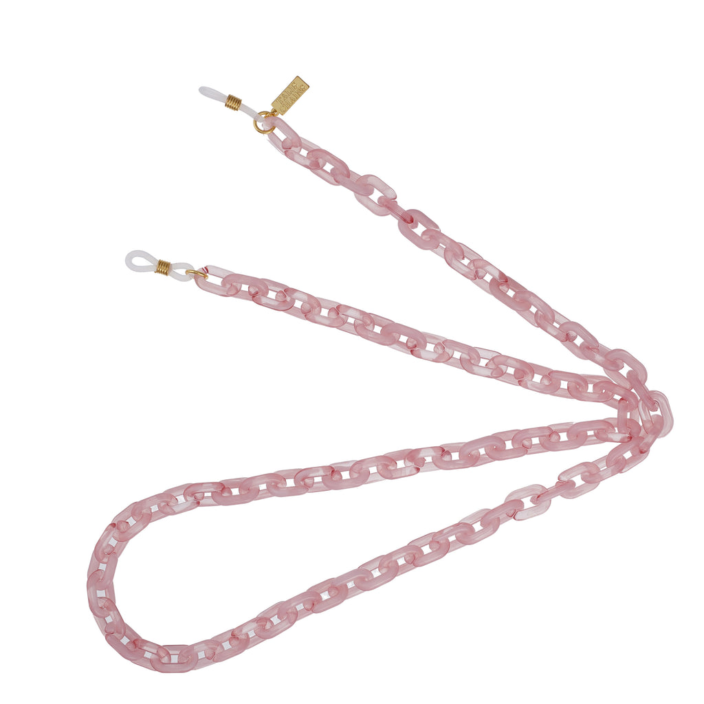 Pink resin sunglasses chain by Talis Chains