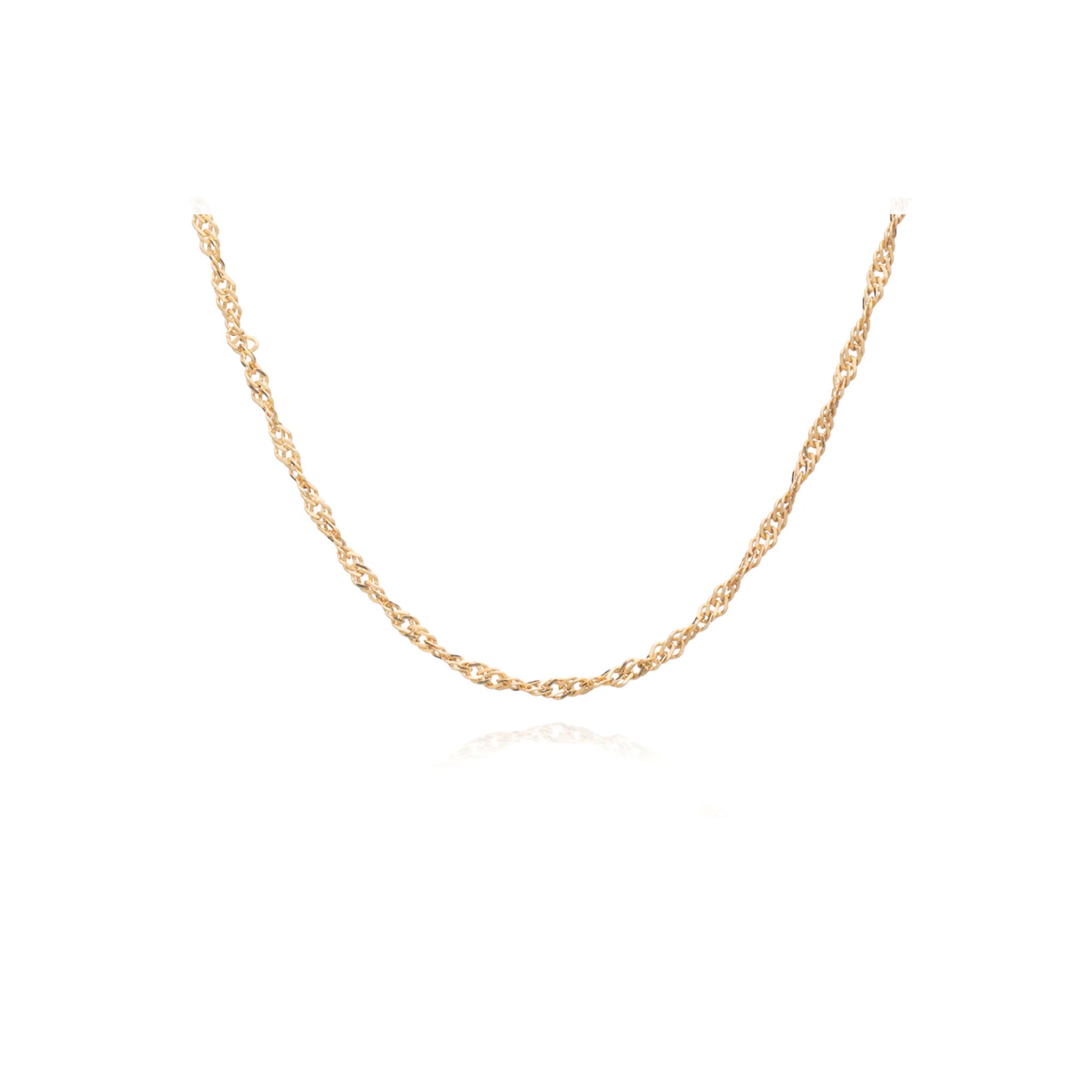 A Mid-length Twist Chain Necklace - Gold by Rachel Jackson London, perfect for layering, on a white background.